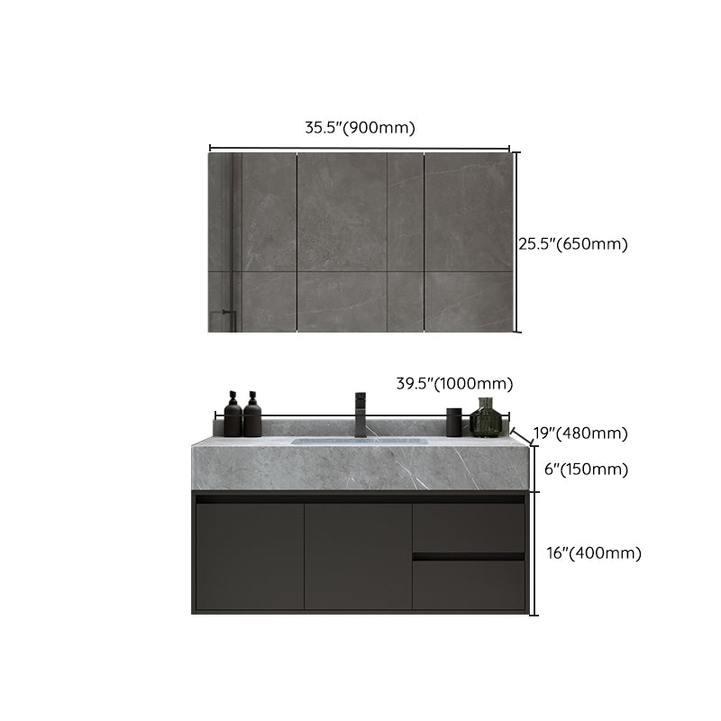 Modern Wall Mount Bathroom Vanity Set Stone Bathroom Vanity with Mirror Clearhalo 'Bathroom Remodel & Bathroom Fixtures' 'Bathroom Vanities' 'bathroom_vanities' 'Home Improvement' 'home_improvement' 'home_improvement_bathroom_vanities' 7310649