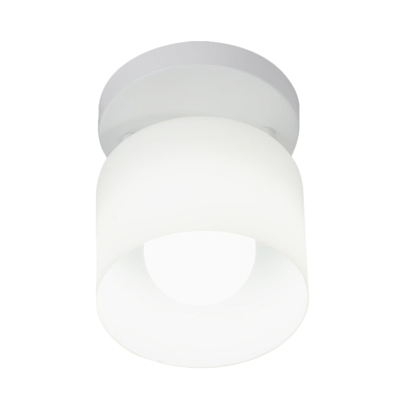 Cylinder Bedroom Flush Ceiling Lighting White Glass 1 Bulb Simple Flush Mounted Lamp Clearhalo 'Ceiling Lights' 'Close To Ceiling Lights' 'Close to ceiling' 'Flush mount' Lighting' 731066