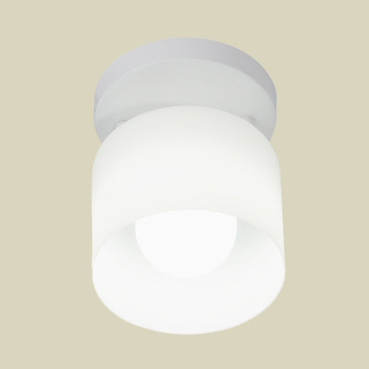 Cylinder Bedroom Flush Ceiling Lighting White Glass 1 Bulb Simple Flush Mounted Lamp Clearhalo 'Ceiling Lights' 'Close To Ceiling Lights' 'Close to ceiling' 'Flush mount' Lighting' 731067