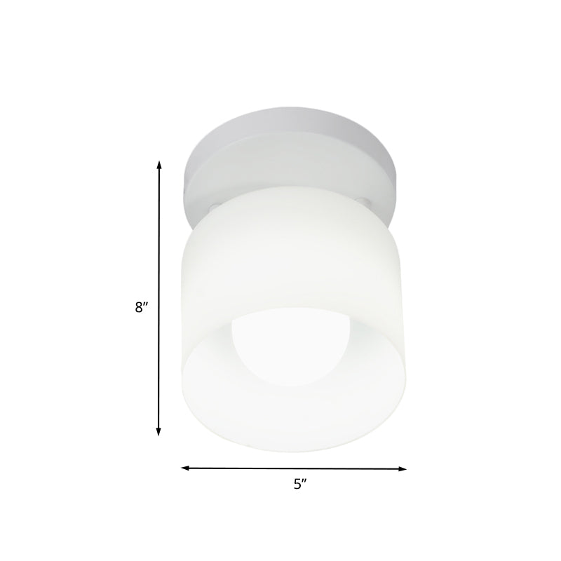 Cylinder Bedroom Flush Ceiling Lighting White Glass 1 Bulb Simple Flush Mounted Lamp Clearhalo 'Ceiling Lights' 'Close To Ceiling Lights' 'Close to ceiling' 'Flush mount' Lighting' 731068