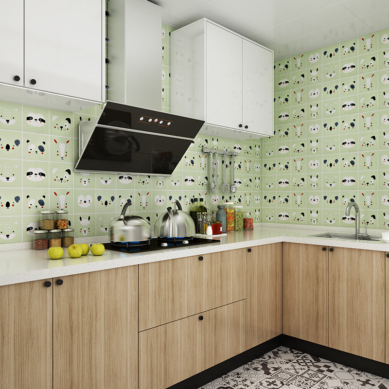 Plastic Peel and Stick Backsplash Wall Tile Waterproof Single Tile Wallpaper Green 10-Piece Set Clearhalo 'Flooring 'Home Improvement' 'home_improvement' 'home_improvement_peel_stick_blacksplash' 'Peel & Stick Backsplash Tile' 'peel_stick_blacksplash' 'Walls & Ceilings' Walls and Ceiling' 7312356
