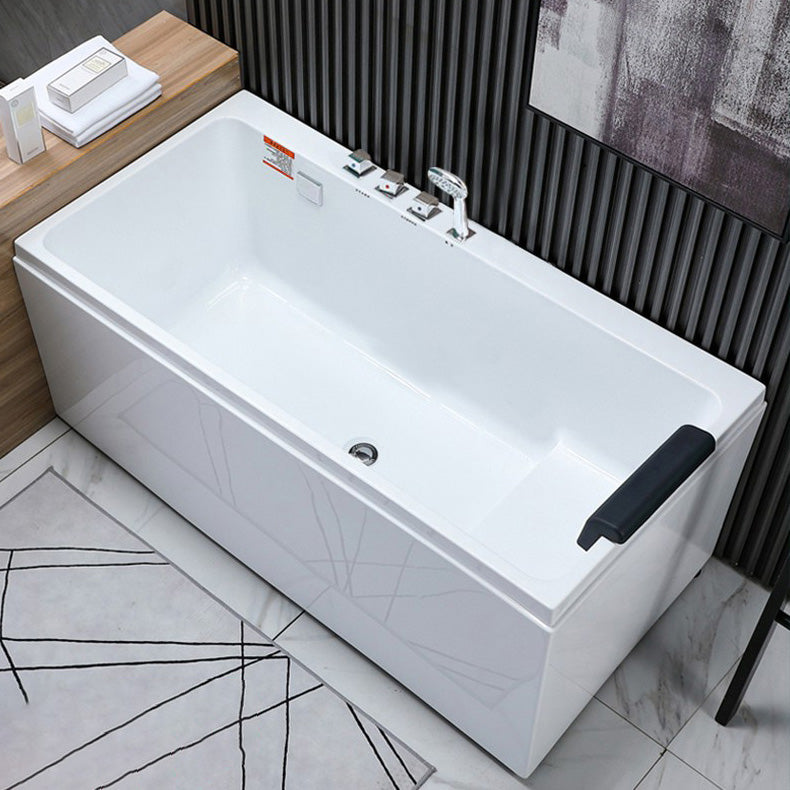 Flat Bottom Soaking Bath Tub Antique Finish Rectangular Modern Bathtub Left Tub with Silver 5-Piece Set Clearhalo 'Bathroom Remodel & Bathroom Fixtures' 'Bathtubs' 'Home Improvement' 'home_improvement' 'home_improvement_bathtubs' 'Showers & Bathtubs' 7312674