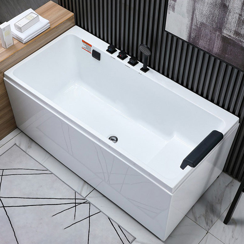 Flat Bottom Soaking Bath Tub Antique Finish Rectangular Modern Bathtub Left Tub with Black 5-Piece Set Clearhalo 'Bathroom Remodel & Bathroom Fixtures' 'Bathtubs' 'Home Improvement' 'home_improvement' 'home_improvement_bathtubs' 'Showers & Bathtubs' 7312677