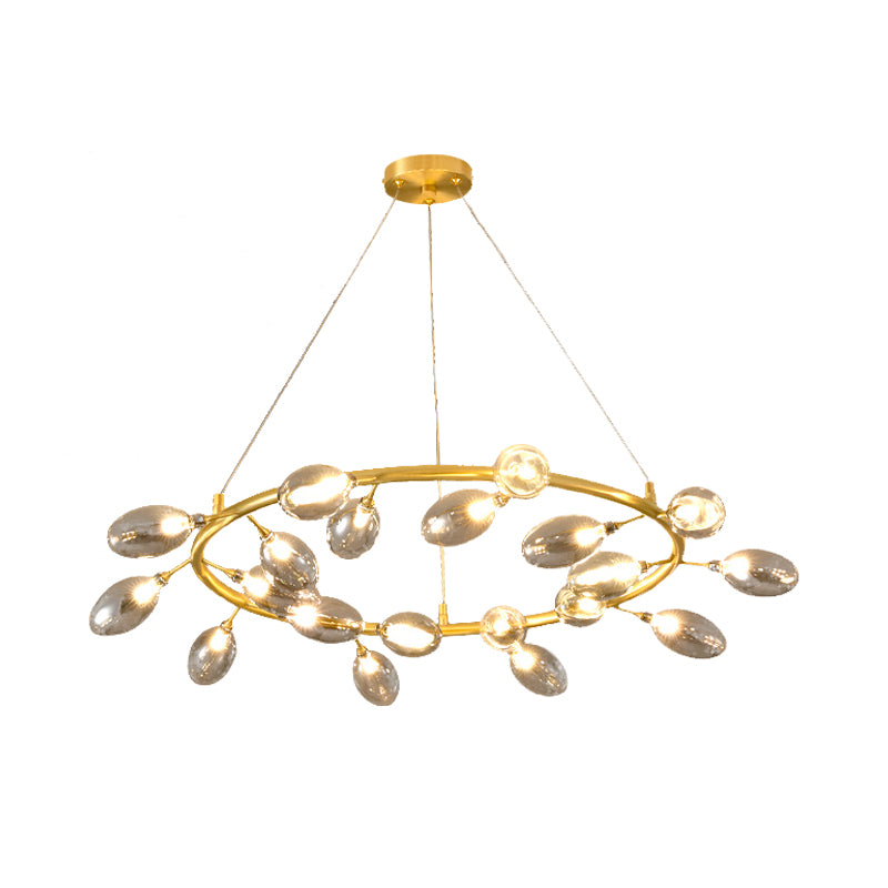 Metal Garland Chandelier Light Fixture Post Modern 20 Bulbs Gold LED Ceiling Pendant Lamp Clearhalo 'Ceiling Lights' 'Chandeliers' 'Glass shade' 'Glass' 'Modern Chandeliers' 'Modern' Lighting' 731300