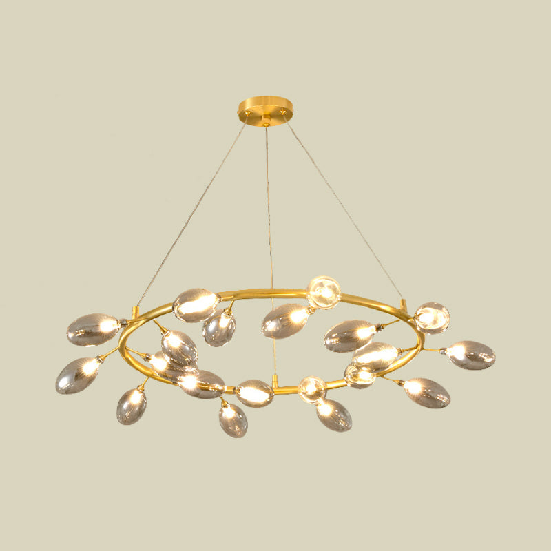 Metal Garland Chandelier Light Fixture Post Modern 20 Bulbs Gold LED Ceiling Pendant Lamp Clearhalo 'Ceiling Lights' 'Chandeliers' 'Glass shade' 'Glass' 'Modern Chandeliers' 'Modern' Lighting' 731301