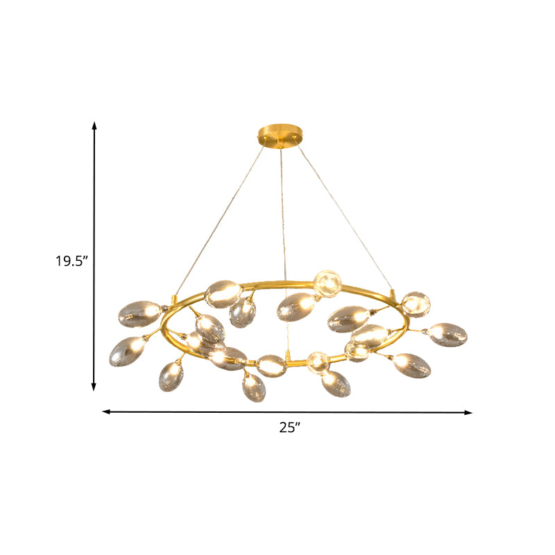 Metal Garland Chandelier Light Fixture Post Modern 20 Bulbs Gold LED Ceiling Pendant Lamp Clearhalo 'Ceiling Lights' 'Chandeliers' 'Glass shade' 'Glass' 'Modern Chandeliers' 'Modern' Lighting' 731302