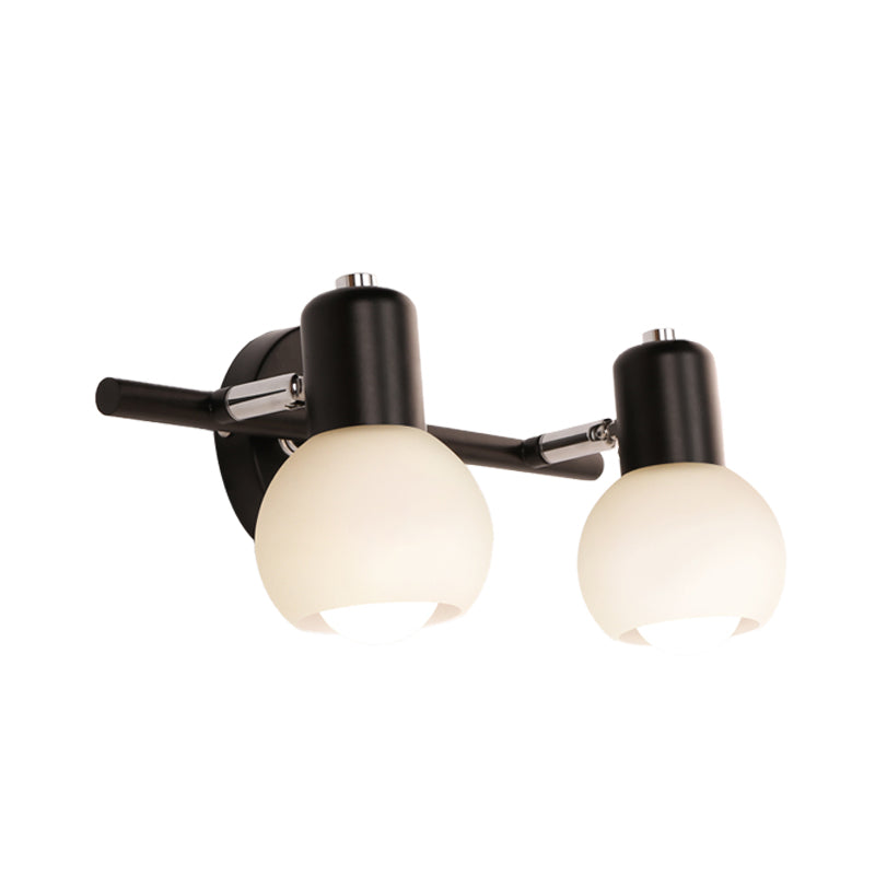 Modo Sconce Lighting Minimalist Opal Glass 2/3-Bulb Study Room Wall Mount Lamp in Black with Linear Design Clearhalo 'Cast Iron' 'Glass' 'Industrial' 'Modern wall lights' 'Modern' 'Tiffany' 'Traditional wall lights' 'Wall Lamps & Sconces' 'Wall Lights' Lighting' 731372