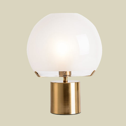 Gold Finish Domed Table Lighting Post Modern Single Light Milk White Glass Night Lamp Clearhalo 'Lamps' 'Table Lamps' Lighting' 731406