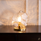 Gold Gem Shaped Table Lighting Modern 1-Light Cognac/Clear Glass Night Lamp for Living Room Clearhalo 'Lamps' 'Table Lamps' Lighting' 731469