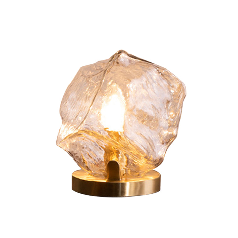 Gold Gem Shaped Table Lighting Modern 1-Light Cognac/Clear Glass Night Lamp for Living Room Clearhalo 'Lamps' 'Table Lamps' Lighting' 731470