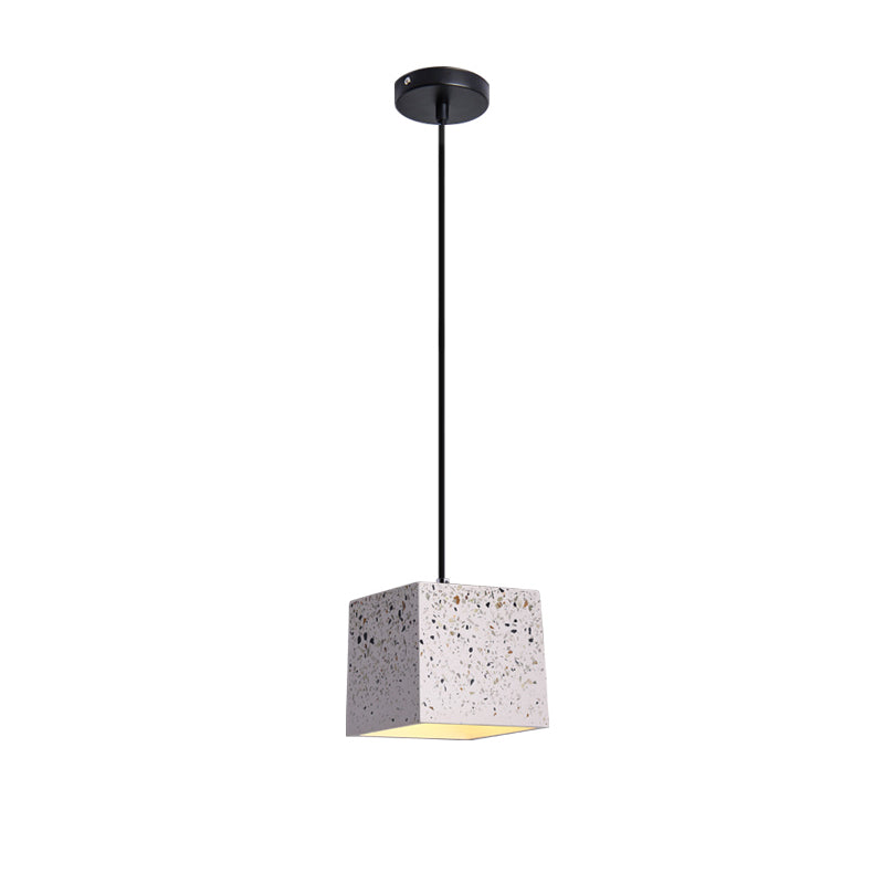 White Cube Pendant Lighting Modern Nordic 1 Light Terrazzo Ceiling Lamp for Restaurant Clearhalo 'Ceiling Lights' 'Modern Pendants' 'Modern' 'Pendant Lights' 'Pendants' Lighting' 731501