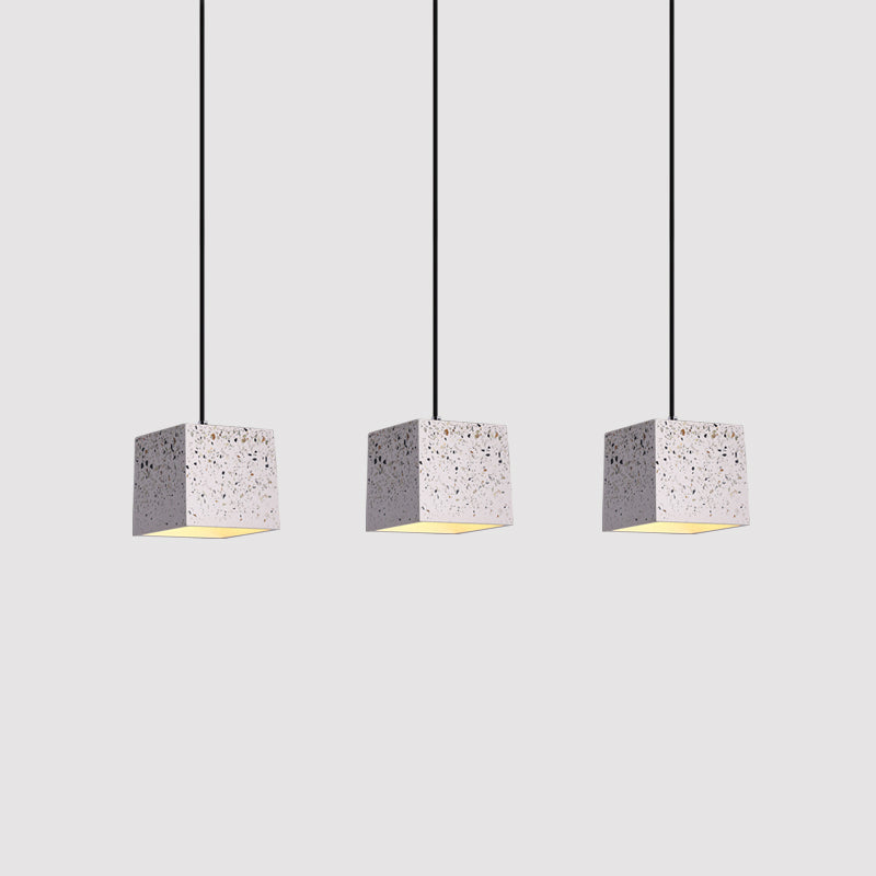 White Cube Pendant Lighting Modern Nordic 1 Light Terrazzo Ceiling Lamp for Restaurant Clearhalo 'Ceiling Lights' 'Modern Pendants' 'Modern' 'Pendant Lights' 'Pendants' Lighting' 731502