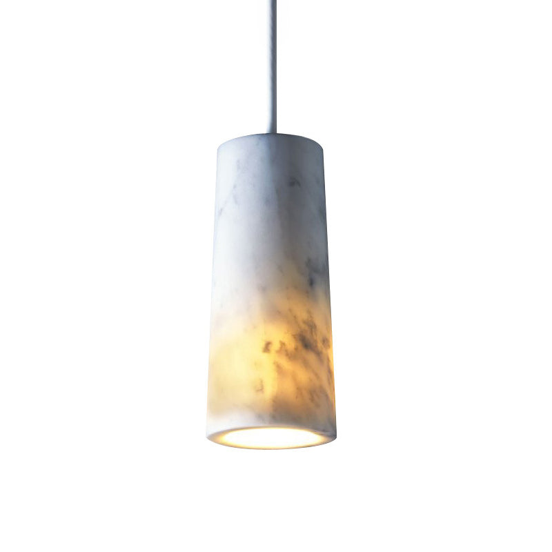 Tube Restaurant Pendant Light Fixture Marble 1 Bulb Minimalism Hanging Lamp Kit in White Clearhalo 'Ceiling Lights' 'Modern Pendants' 'Modern' 'Pendant Lights' 'Pendants' Lighting' 731523