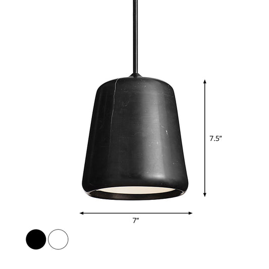 1-Head Living Room Down Lighting Nordic White/Black Hanging Lamp Fixture with Bell Marble Shade Clearhalo 'Ceiling Lights' 'Modern Pendants' 'Modern' 'Pendant Lights' 'Pendants' Lighting' 731538