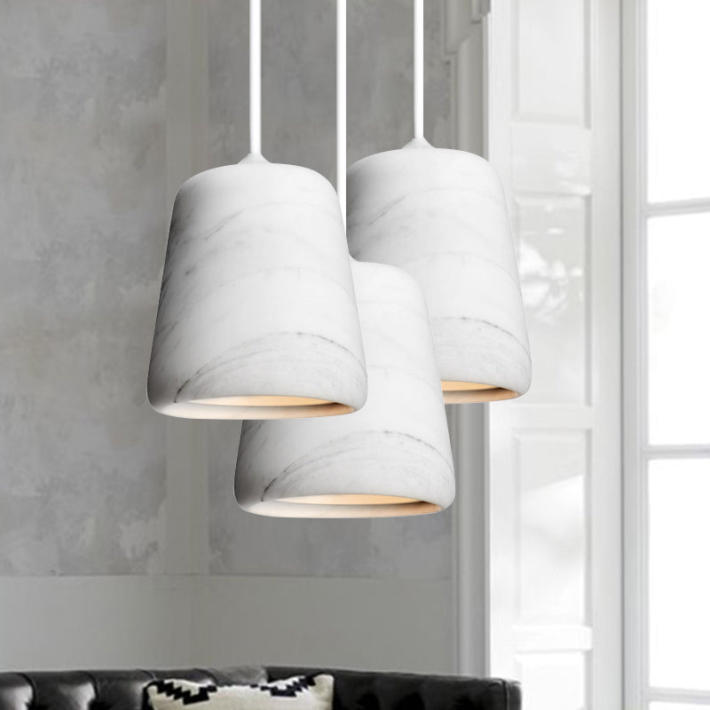 1-Head Living Room Down Lighting Nordic White/Black Hanging Lamp Fixture with Bell Marble Shade Clearhalo 'Ceiling Lights' 'Modern Pendants' 'Modern' 'Pendant Lights' 'Pendants' Lighting' 731541