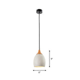 Modern Nordic Domed Hanging Light Cement 1 Bulb Coffee Shop Pendant Lamp in Light Grey with Wood Top Clearhalo 'Ceiling Lights' 'Modern Pendants' 'Modern' 'Pendant Lights' 'Pendants' Lighting' 731547