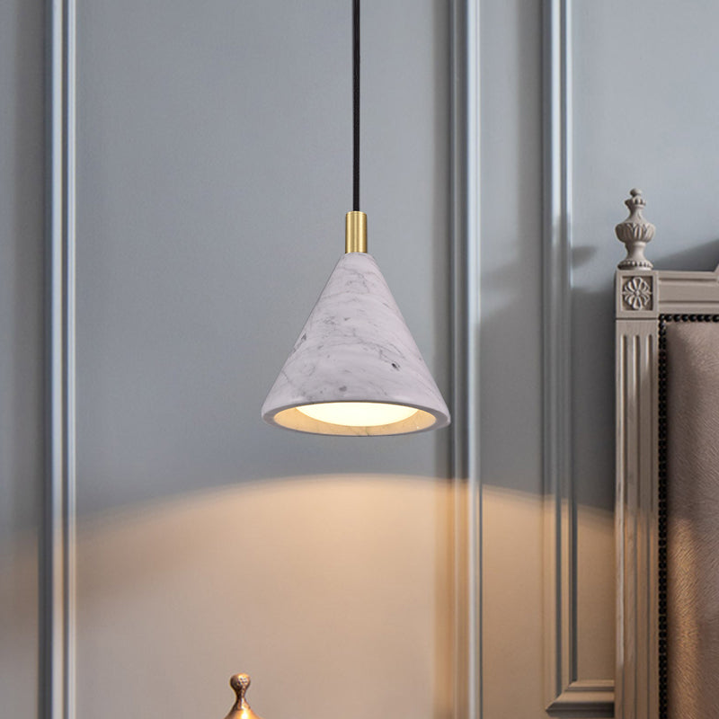 Cone Pendant Lighting Modernist Cement 1 Head White LED Ceiling Suspension Lamp for Bedside Clearhalo 'Ceiling Lights' 'Modern Pendants' 'Modern' 'Pendant Lights' 'Pendants' Lighting' 731564