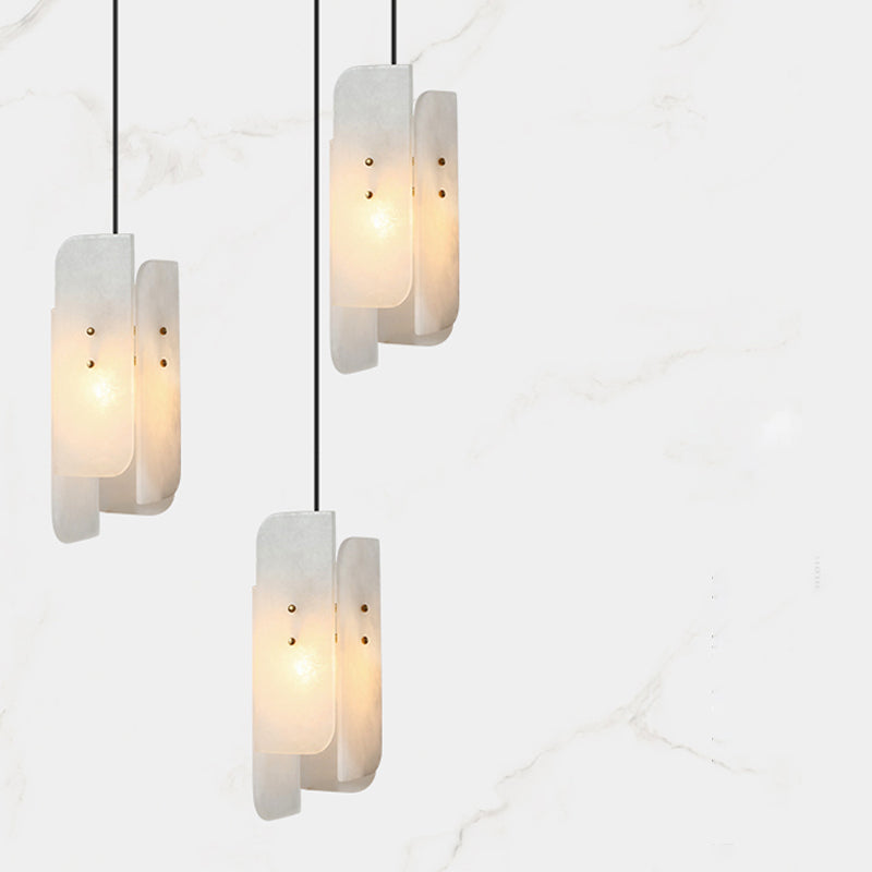 White Rectangle Panel Ceiling Lamp Minimalist 1-Light Marble Hanging Light for Restaurant Clearhalo 'Ceiling Lights' 'Modern Pendants' 'Modern' 'Pendant Lights' 'Pendants' Lighting' 731568