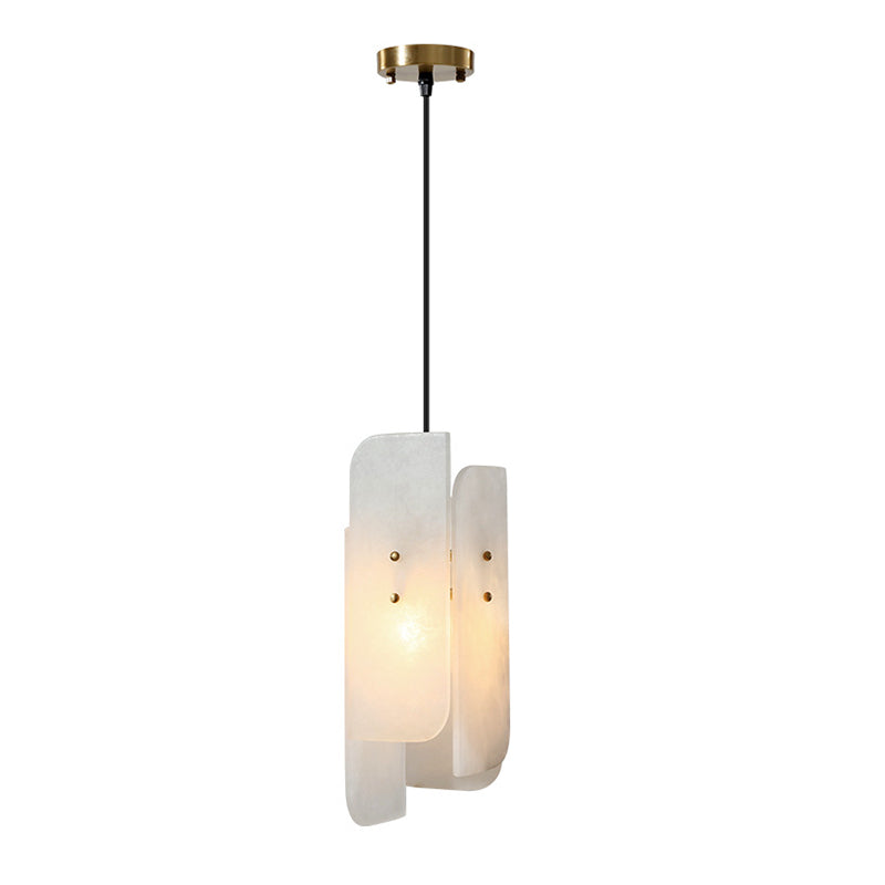 White Rectangle Panel Ceiling Lamp Minimalist 1-Light Marble Hanging Light for Restaurant Clearhalo 'Ceiling Lights' 'Modern Pendants' 'Modern' 'Pendant Lights' 'Pendants' Lighting' 731570