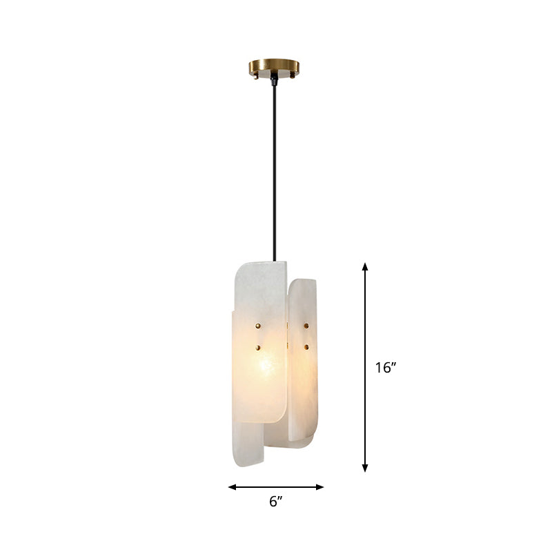 White Rectangle Panel Ceiling Lamp Minimalist 1-Light Marble Hanging Light for Restaurant Clearhalo 'Ceiling Lights' 'Modern Pendants' 'Modern' 'Pendant Lights' 'Pendants' Lighting' 731571