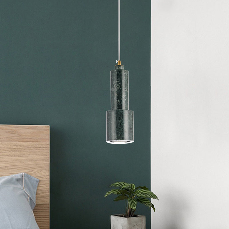 White/Green Tube Hanging Ceiling Light Marble 1-Light Nordic Suspended Pendant Lamp for Living Room Clearhalo 'Ceiling Lights' 'Modern Pendants' 'Modern' 'Pendant Lights' 'Pendants' Lighting' 731597