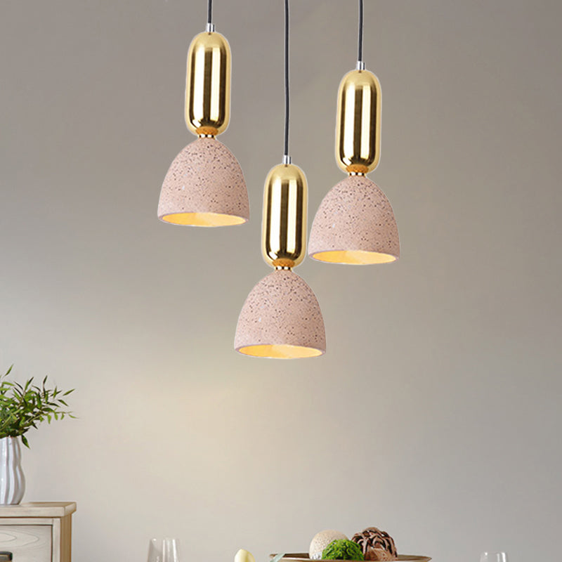 1 Light Dining Room Pendant Macaron White/Black/Pink Ceiling Lamp Fixture with Domed Terrazzo Shade Clearhalo 'Ceiling Lights' 'Modern Pendants' 'Modern' 'Pendant Lights' 'Pendants' Lighting' 731611