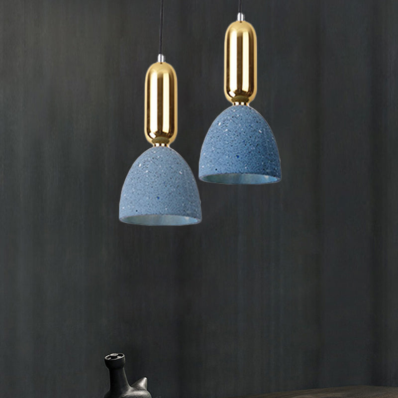 1 Light Dining Room Pendant Macaron White/Black/Pink Ceiling Lamp Fixture with Domed Terrazzo Shade Clearhalo 'Ceiling Lights' 'Modern Pendants' 'Modern' 'Pendant Lights' 'Pendants' Lighting' 731615