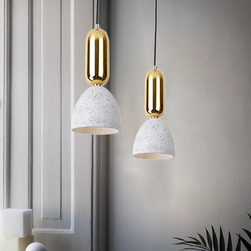 1 Light Dining Room Pendant Macaron White/Black/Pink Ceiling Lamp Fixture with Domed Terrazzo Shade Clearhalo 'Ceiling Lights' 'Modern Pendants' 'Modern' 'Pendant Lights' 'Pendants' Lighting' 731619