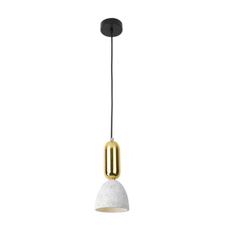 1 Light Dining Room Pendant Macaron White/Black/Pink Ceiling Lamp Fixture with Domed Terrazzo Shade Clearhalo 'Ceiling Lights' 'Modern Pendants' 'Modern' 'Pendant Lights' 'Pendants' Lighting' 731621