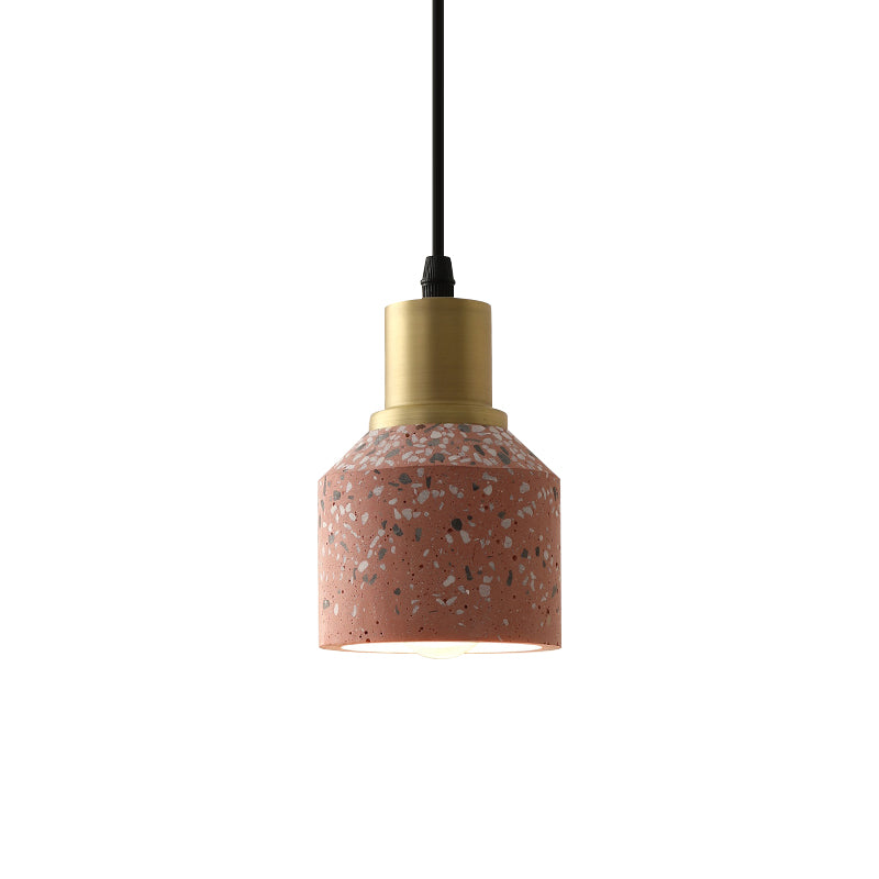 Terrazzo Jar Shaped Suspension Light Postmodern 1 Head White/Pink and Brass Drop Pendant Lamp for Coffee Shop Clearhalo 'Ceiling Lights' 'Modern Pendants' 'Modern' 'Pendant Lights' 'Pendants' Lighting' 731625