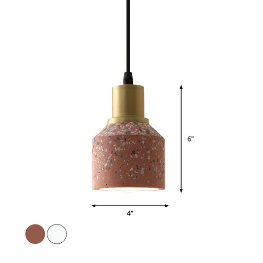 Terrazzo Jar Shaped Suspension Light Postmodern 1 Head White/Pink and Brass Drop Pendant Lamp for Coffee Shop Clearhalo 'Ceiling Lights' 'Modern Pendants' 'Modern' 'Pendant Lights' 'Pendants' Lighting' 731626