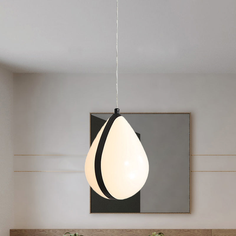 White and Black Waterdrop Hanging Light Modern 1 Light Acrylic LED Ceiling Pendant Lamp in White/Warm Light Black-White Clearhalo 'Ceiling Lights' 'Modern Pendants' 'Modern' 'Pendant Lights' 'Pendants' Lighting' 731640