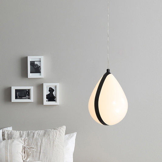 White and Black Waterdrop Hanging Light Modern 1 Light Acrylic LED Ceiling Pendant Lamp in White/Warm Light Clearhalo 'Ceiling Lights' 'Modern Pendants' 'Modern' 'Pendant Lights' 'Pendants' Lighting' 731641