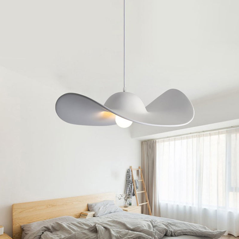 Hat Shaped Drop Pendant Lighting Modern Acrylic 1 Light Bedroom Suspension Lamp in White/Grey Clearhalo 'Ceiling Lights' 'Modern Pendants' 'Modern' 'Pendant Lights' 'Pendants' Lighting' 731665