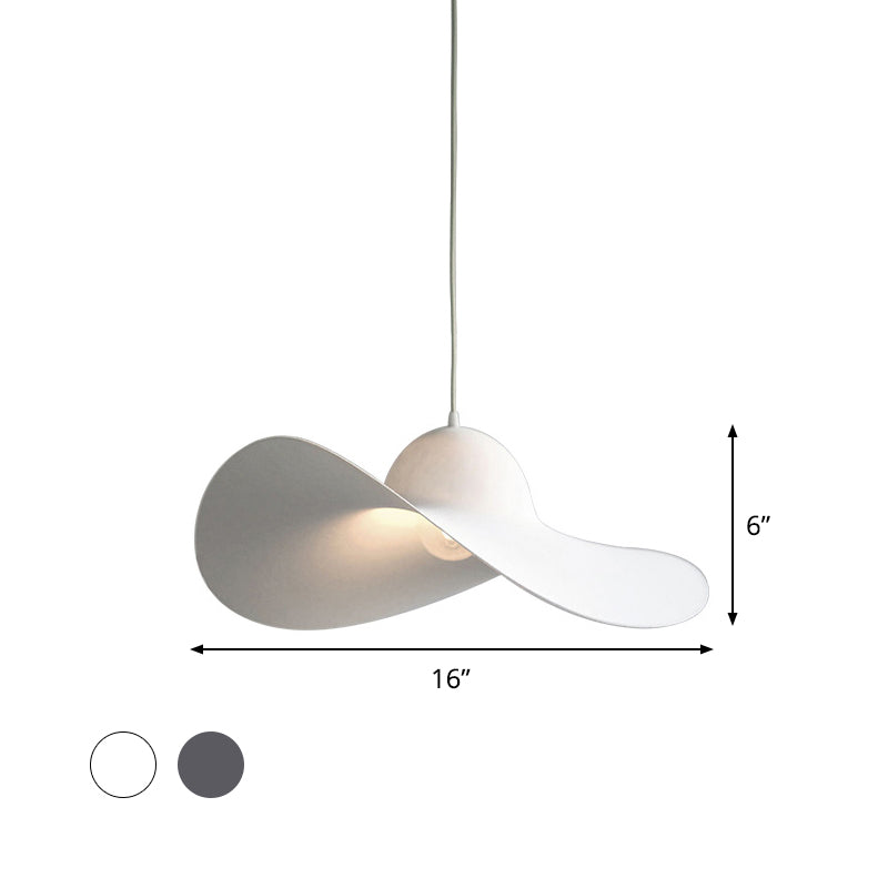 Hat Shaped Drop Pendant Lighting Modern Acrylic 1 Light Bedroom Suspension Lamp in White/Grey Clearhalo 'Ceiling Lights' 'Modern Pendants' 'Modern' 'Pendant Lights' 'Pendants' Lighting' 731668