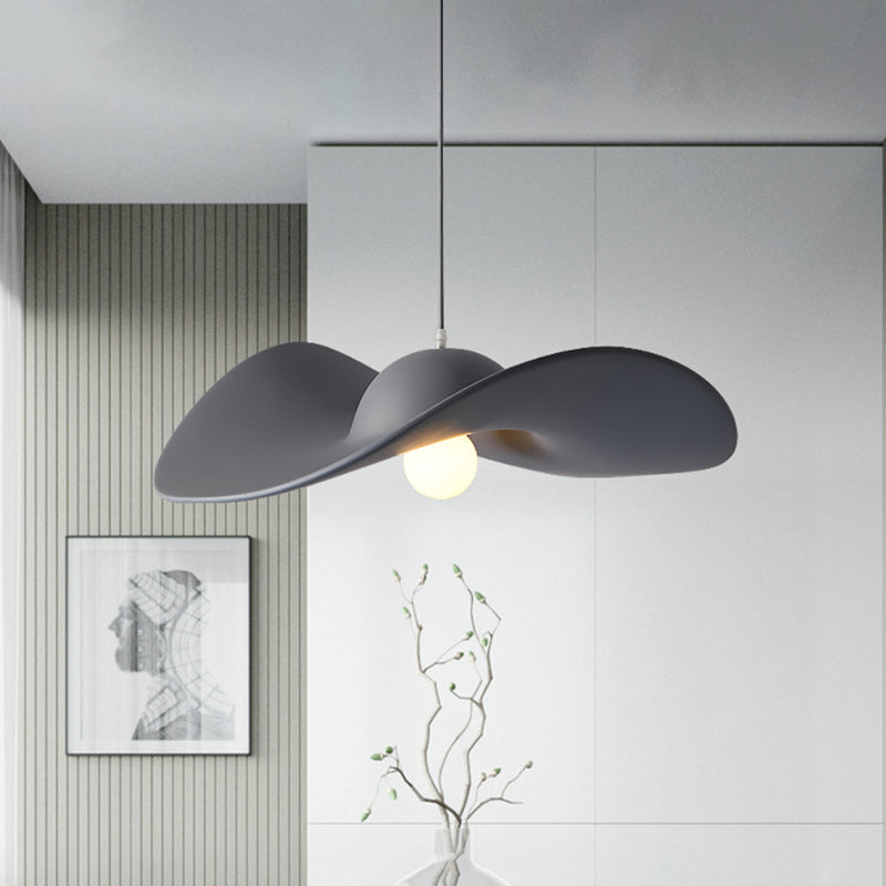 Hat Shaped Drop Pendant Lighting Modern Acrylic 1 Light Bedroom Suspension Lamp in White/Grey Grey Clearhalo 'Ceiling Lights' 'Modern Pendants' 'Modern' 'Pendant Lights' 'Pendants' Lighting' 731669