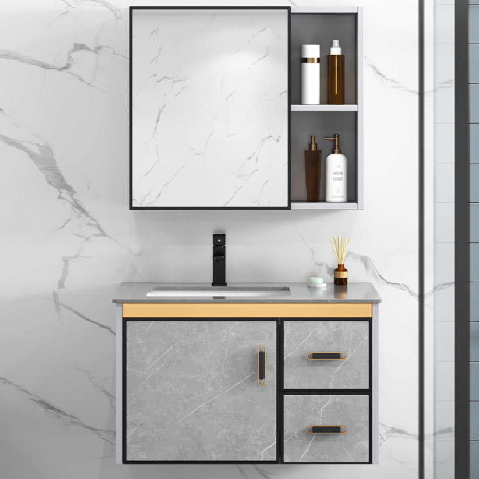 Modern Gray Stone Vanity Set Single-Sink Wall Mount Rectangular Vanity Set Clearhalo 'Bathroom Remodel & Bathroom Fixtures' 'Bathroom Vanities' 'bathroom_vanities' 'Home Improvement' 'home_improvement' 'home_improvement_bathroom_vanities' 7316690