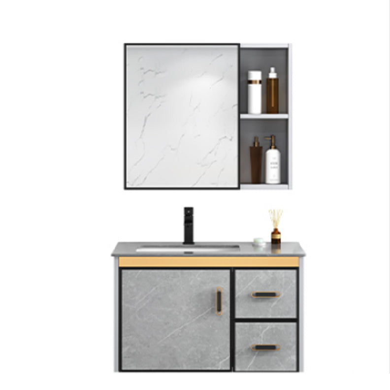 Modern Gray Stone Vanity Set Single-Sink Wall Mount Rectangular Vanity Set Clearhalo 'Bathroom Remodel & Bathroom Fixtures' 'Bathroom Vanities' 'bathroom_vanities' 'Home Improvement' 'home_improvement' 'home_improvement_bathroom_vanities' 7316699