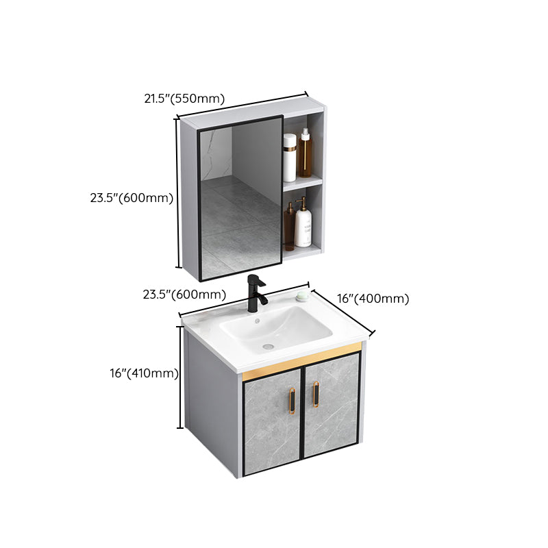 Modern Gray Stone Vanity Set Single-Sink Wall Mount Rectangular Vanity Set Clearhalo 'Bathroom Remodel & Bathroom Fixtures' 'Bathroom Vanities' 'bathroom_vanities' 'Home Improvement' 'home_improvement' 'home_improvement_bathroom_vanities' 7316707