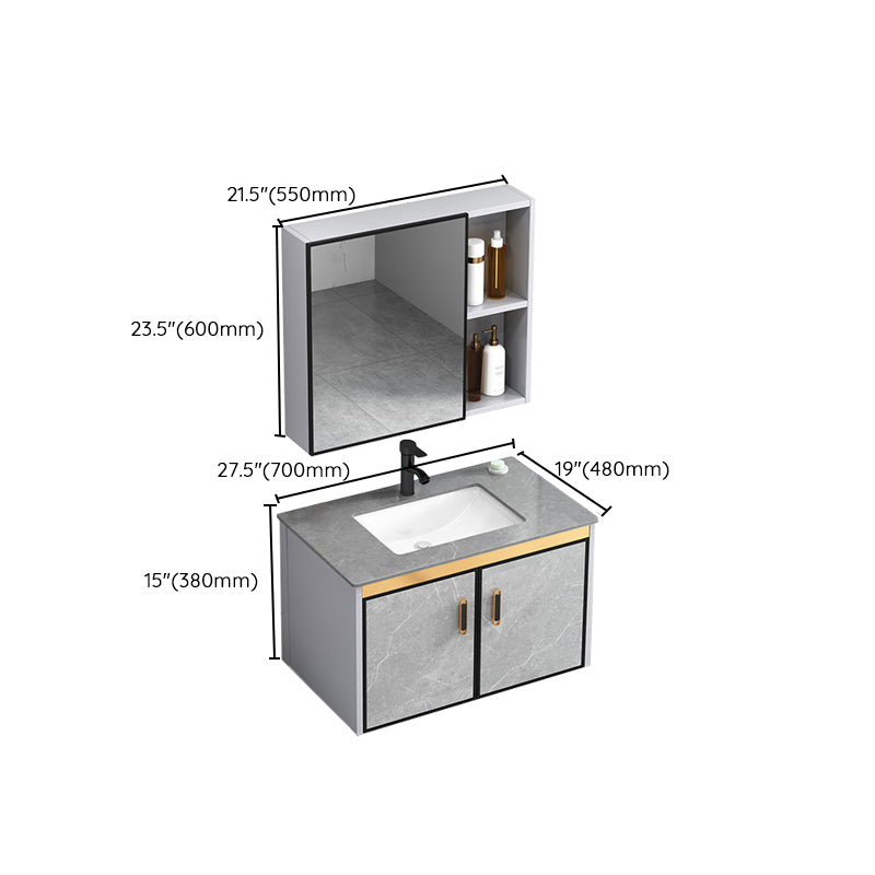 Modern Gray Stone Vanity Set Single-Sink Wall Mount Rectangular Vanity Set Clearhalo 'Bathroom Remodel & Bathroom Fixtures' 'Bathroom Vanities' 'bathroom_vanities' 'Home Improvement' 'home_improvement' 'home_improvement_bathroom_vanities' 7316713