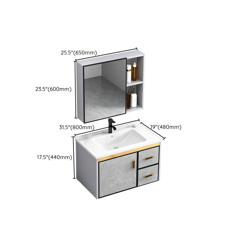 Modern Gray Stone Vanity Set Single-Sink Wall Mount Rectangular Vanity Set Clearhalo 'Bathroom Remodel & Bathroom Fixtures' 'Bathroom Vanities' 'bathroom_vanities' 'Home Improvement' 'home_improvement' 'home_improvement_bathroom_vanities' 7316716