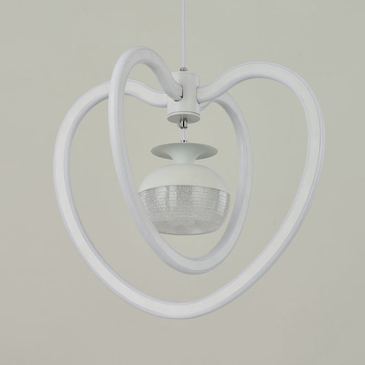 Acrylic Loving Heart Frame Pendant Lighting Minimalist LED White Hanging Lamp Kit with Jar Inside Clearhalo 'Ceiling Lights' 'Chandeliers' 'Modern Chandeliers' 'Modern' Lighting' 731696