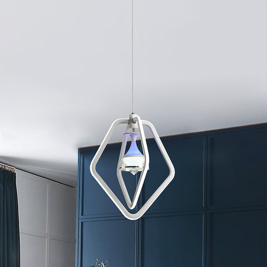 Simple Wine Cup and Pentagon Hanging Light Acrylic Dining Room LED Ceiling Suspension Lamp in White Clearhalo 'Ceiling Lights' 'Chandeliers' 'Modern Chandeliers' 'Modern' Lighting' 731709