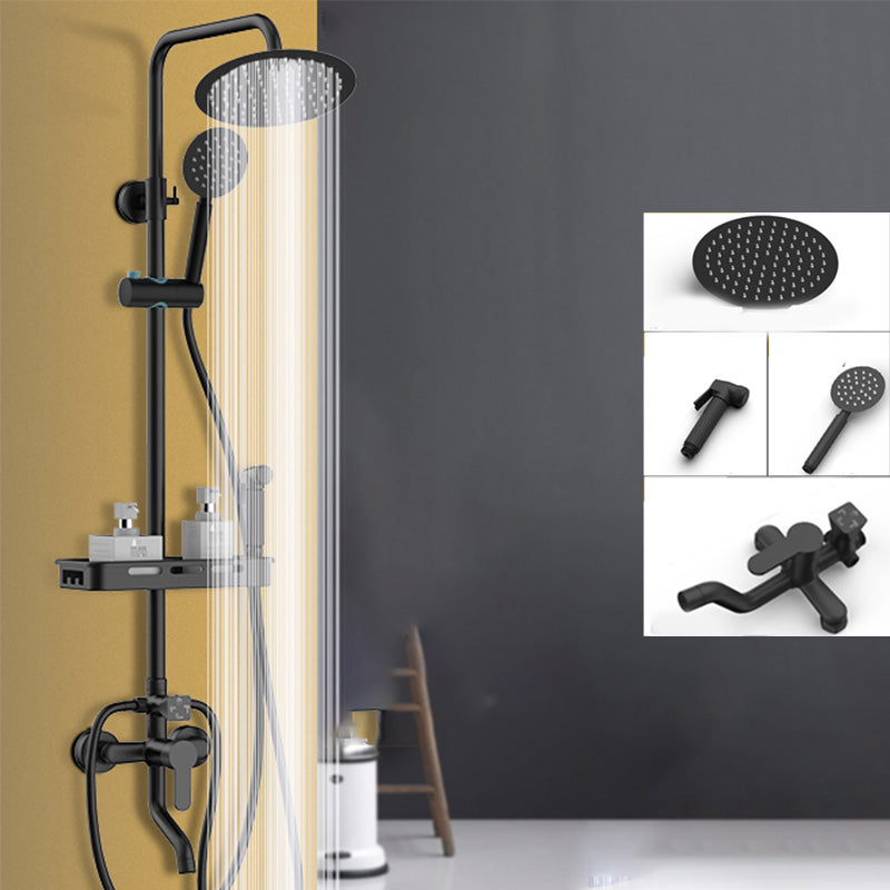 Shower Set Adjustable Spray Pattern Black Wall Mount Shower Hose Shower Set Black Round 4 Clearhalo 'Bathroom Remodel & Bathroom Fixtures' 'Home Improvement' 'home_improvement' 'home_improvement_shower_faucets' 'Shower Faucets & Systems' 'shower_faucets' 'Showers & Bathtubs Plumbing' 'Showers & Bathtubs' 7317175