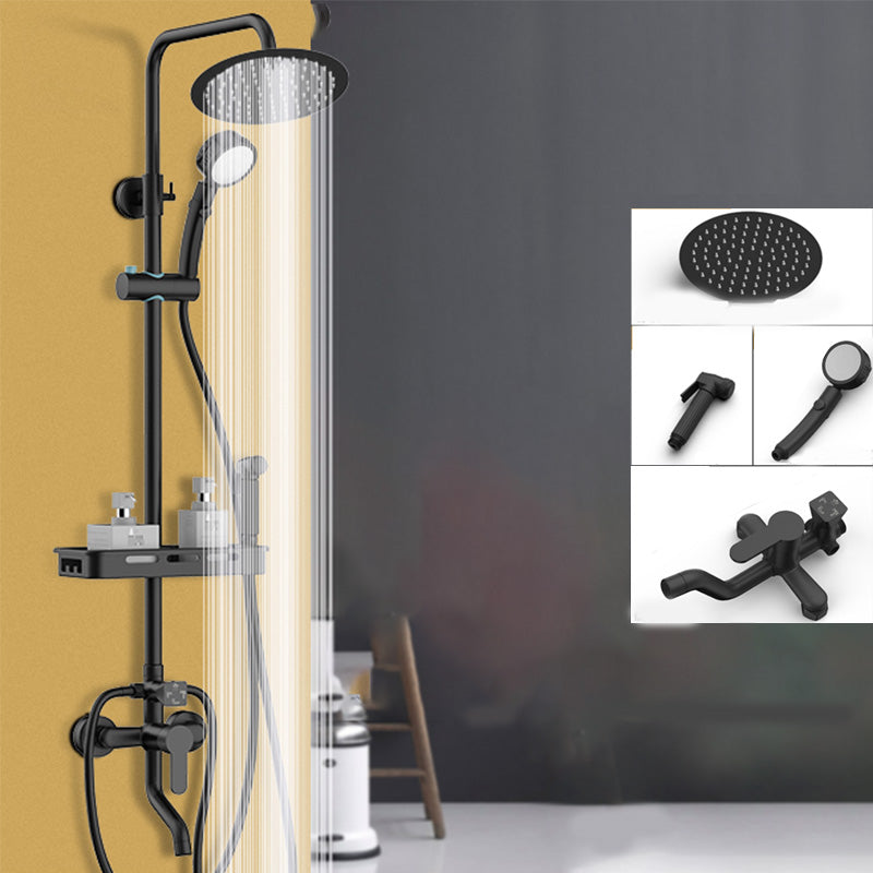 Shower Set Adjustable Spray Pattern Black Wall Mount Shower Hose Shower Set Matte Black Round 4 Clearhalo 'Bathroom Remodel & Bathroom Fixtures' 'Home Improvement' 'home_improvement' 'home_improvement_shower_faucets' 'Shower Faucets & Systems' 'shower_faucets' 'Showers & Bathtubs Plumbing' 'Showers & Bathtubs' 7317177