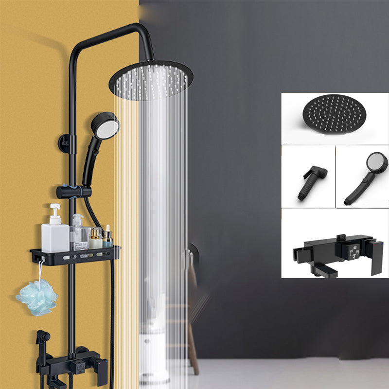 Shower Set Adjustable Spray Pattern Black Wall Mount Shower Hose Shower Set Textured Black Round 4 Clearhalo 'Bathroom Remodel & Bathroom Fixtures' 'Home Improvement' 'home_improvement' 'home_improvement_shower_faucets' 'Shower Faucets & Systems' 'shower_faucets' 'Showers & Bathtubs Plumbing' 'Showers & Bathtubs' 7317182