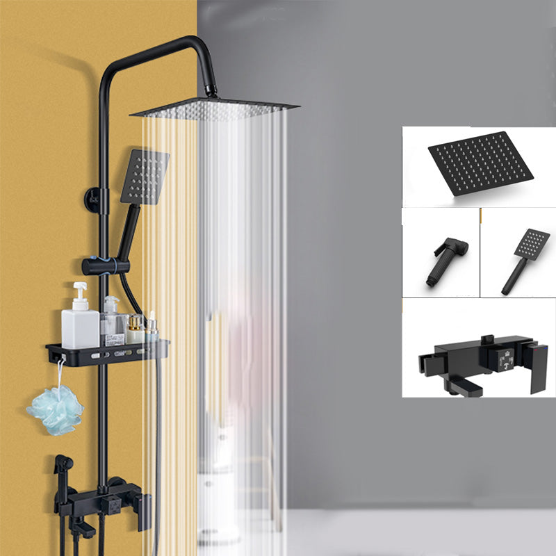 Shower Set Adjustable Spray Pattern Black Wall Mount Shower Hose Shower Set Antique Black Square 4 Clearhalo 'Bathroom Remodel & Bathroom Fixtures' 'Home Improvement' 'home_improvement' 'home_improvement_shower_faucets' 'Shower Faucets & Systems' 'shower_faucets' 'Showers & Bathtubs Plumbing' 'Showers & Bathtubs' 7317184