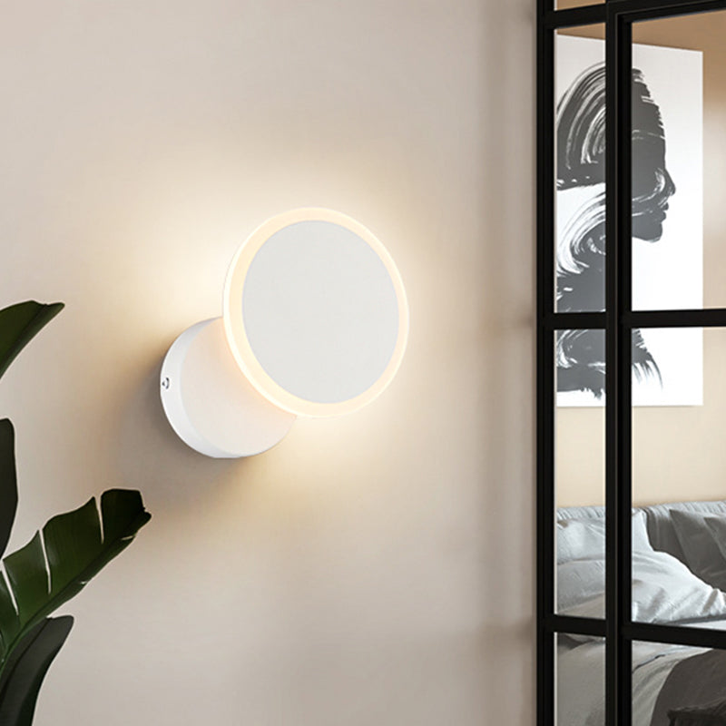 White/Black Round Wall Light Sconce Minimalist LED Acrylic Wall Mounted Lamp Fixture in Warm/White Light White Clearhalo 'Modern wall lights' 'Modern' 'Wall Lamps & Sconces' 'Wall Lights' Lighting' 731723