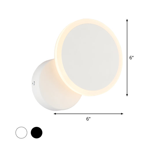 White/Black Round Wall Light Sconce Minimalist LED Acrylic Wall Mounted Lamp Fixture in Warm/White Light Clearhalo 'Modern wall lights' 'Modern' 'Wall Lamps & Sconces' 'Wall Lights' Lighting' 731727