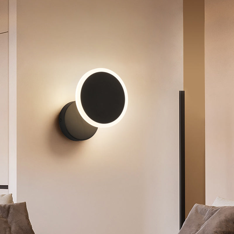 White/Black Round Wall Light Sconce Minimalist LED Acrylic Wall Mounted Lamp Fixture in Warm/White Light Clearhalo 'Modern wall lights' 'Modern' 'Wall Lamps & Sconces' 'Wall Lights' Lighting' 731729